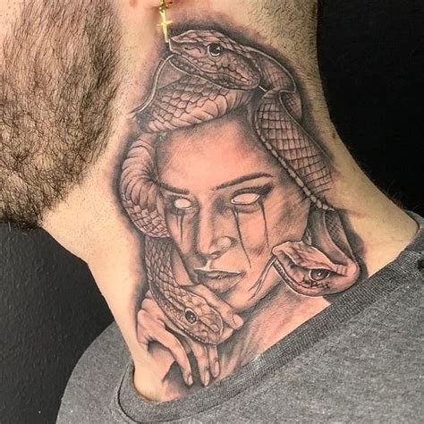 medusa neck tattoo